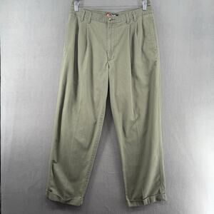 Vintage 90s Chaps Ralph Lauren Mens Pants 36x30 Green Cuffed Hem Pleats
